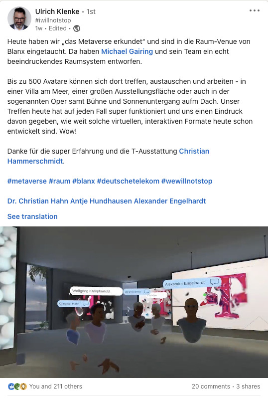 Ulrich_Kleinke_Metaverse https://www.linkedin.com/feed/update/urn:li:activity:6892313476782792704/