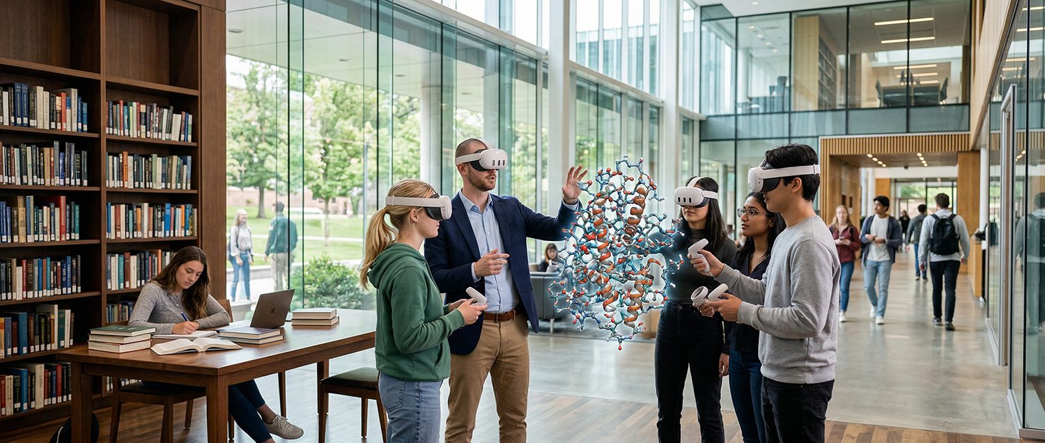header-image-vr-education Visualization of the advantage of VR Education over traditional education. The benefit of immersive learning
